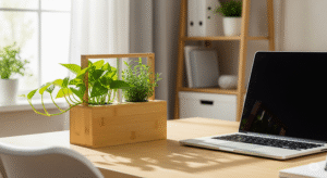 Top Bamboo Desk Planters with Self-Watering