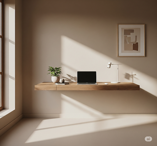 Floating Desk Minimalist Installation