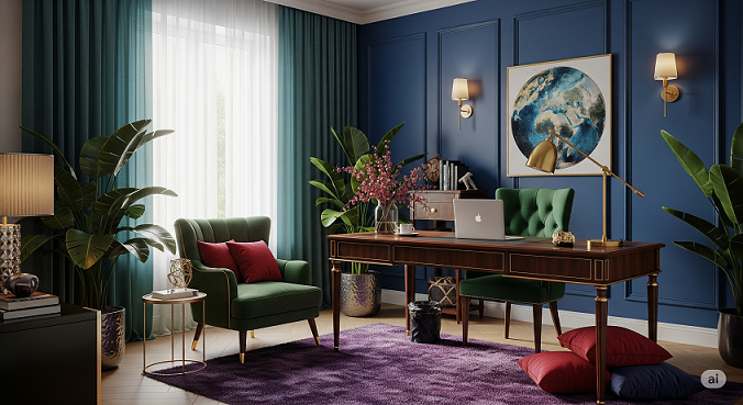 Aesthetic Jewel Tone Home Office Inspiration