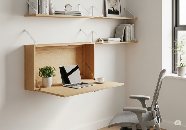 Wall-mounted Drop-Leaf Desk Installation