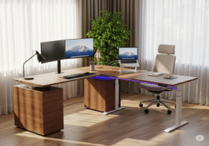 The Ultimate L-Shaped Electric Standing Desk Setup